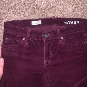 Corduroy straight leg mid-rise pants